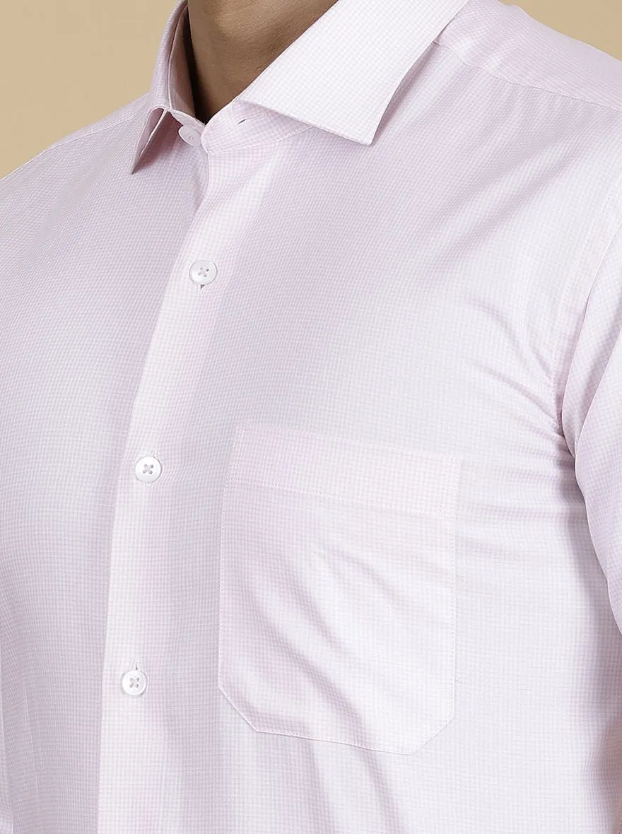 Pink Checked Slim Fit Formal Shirt | Metal