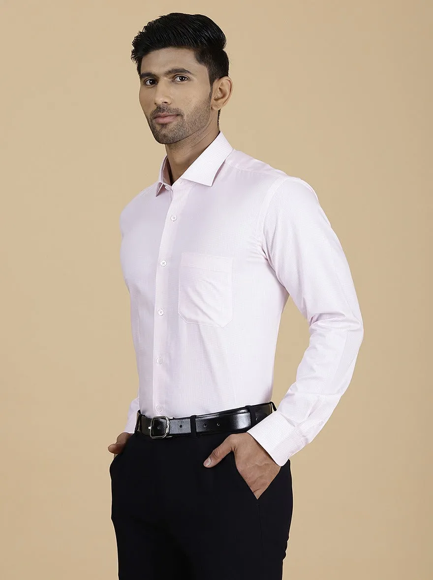 Pink Checked Slim Fit Formal Shirt | Metal