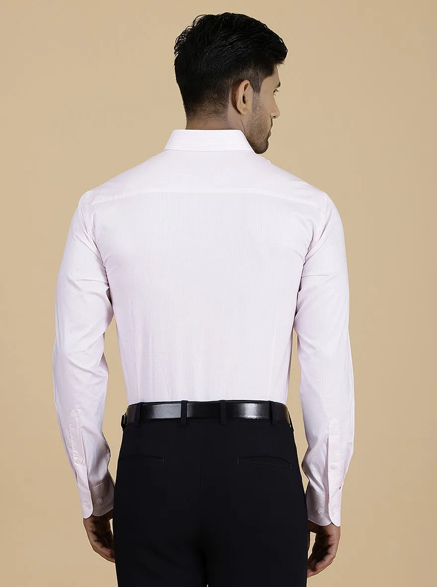 Pink Checked Slim Fit Formal Shirt | Metal