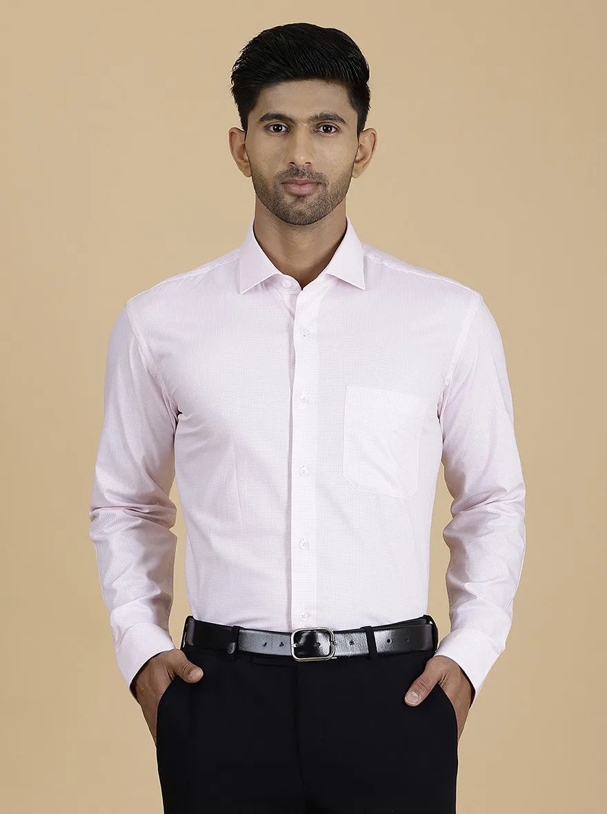 Pink Checked Slim Fit Formal Shirt | Metal