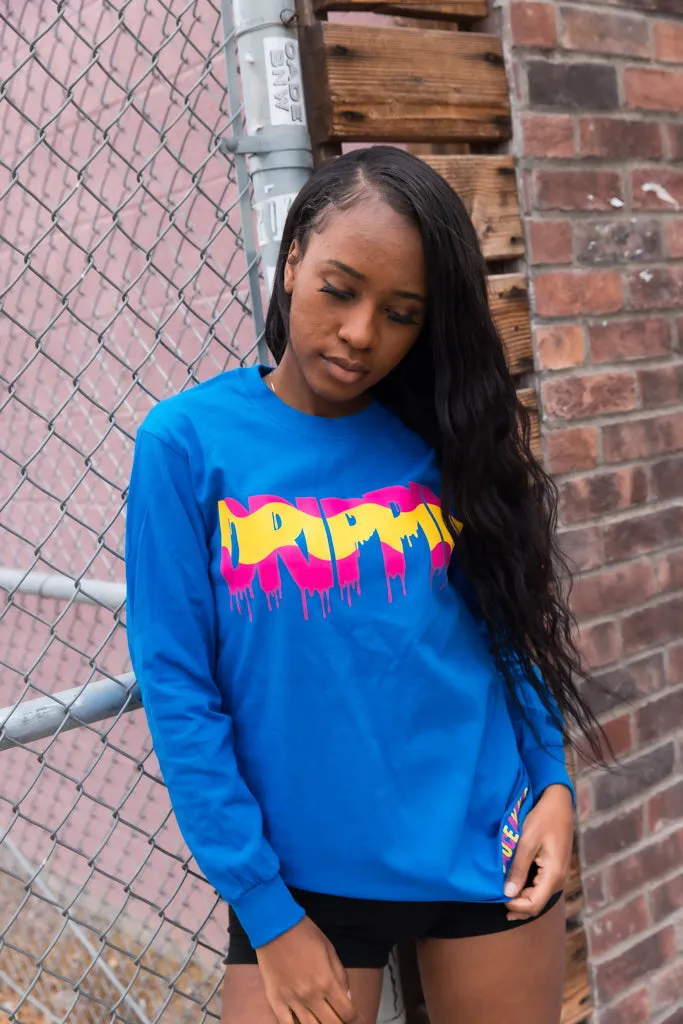 Pink Lemonade Drippin | Blue Long Sleeve Tee