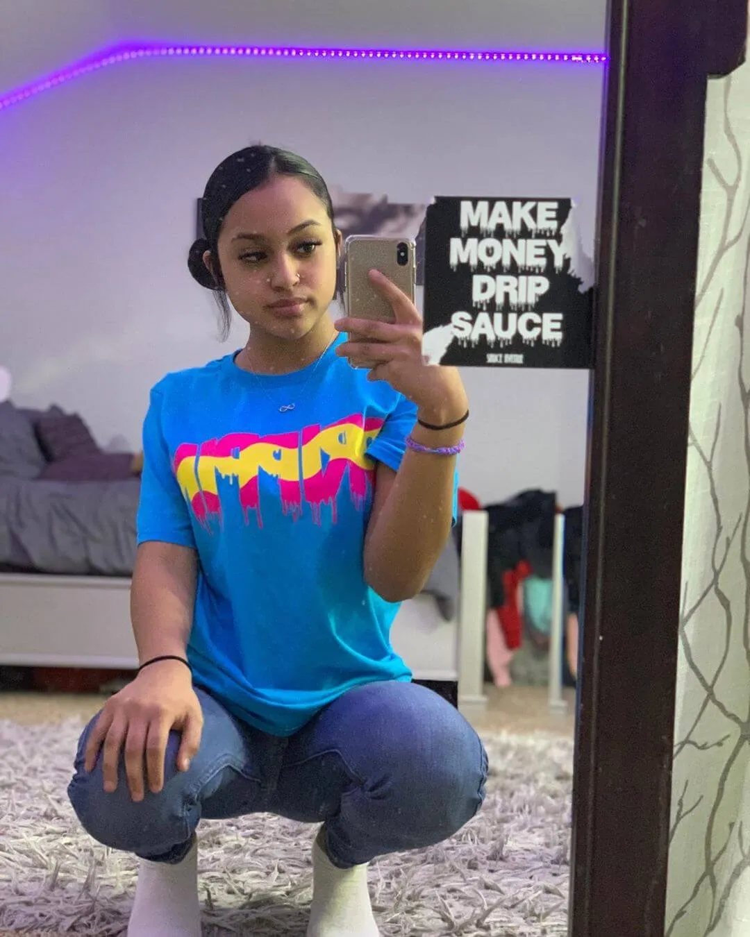 Pink Lemonade Drippin | Caribbean Blue Tee