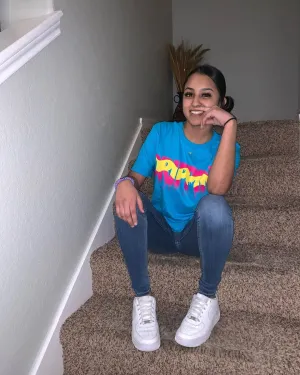 Pink Lemonade Drippin | Caribbean Blue Tee