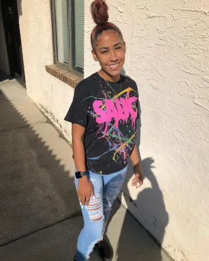 Pink Sauce | Rainbow Splash Black Tee