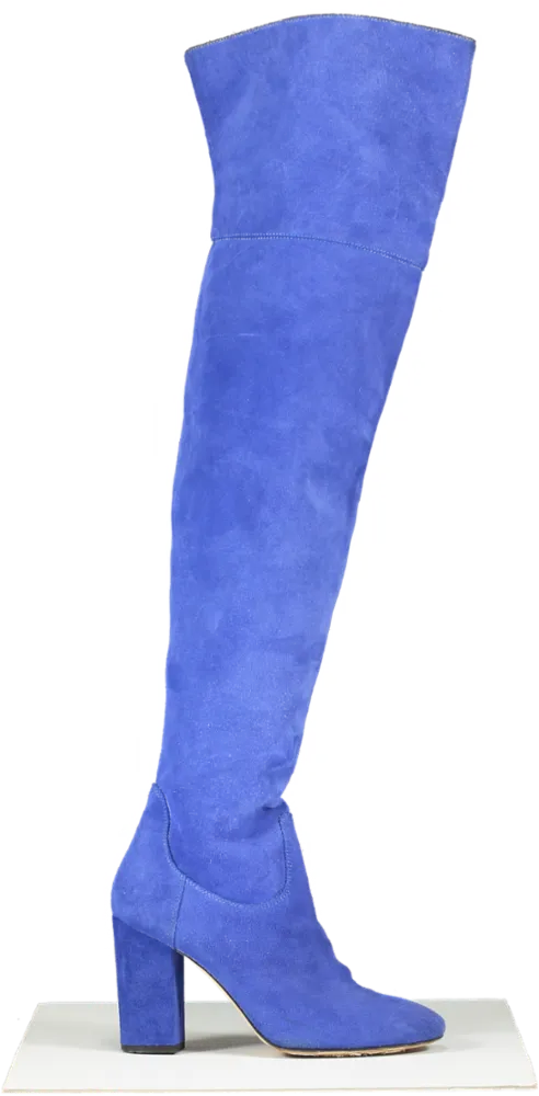 Pinko Electric Blue Suede Over The Knee Blovk Heel Boots UK 5 EU 38 👠