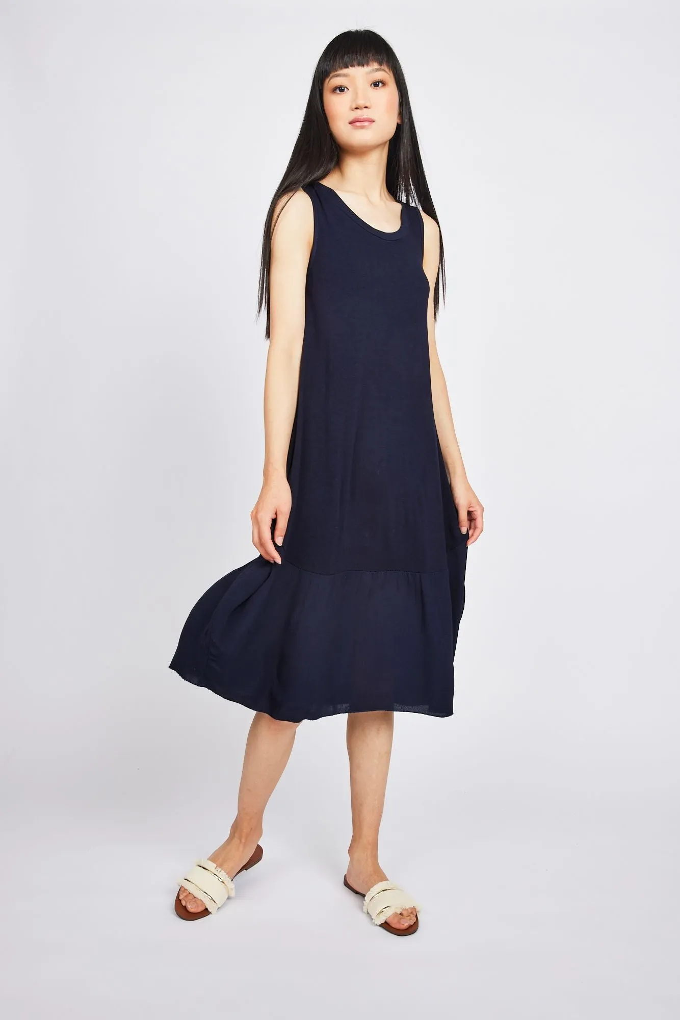 Pistache Viscose Dress with Crepe Bottom