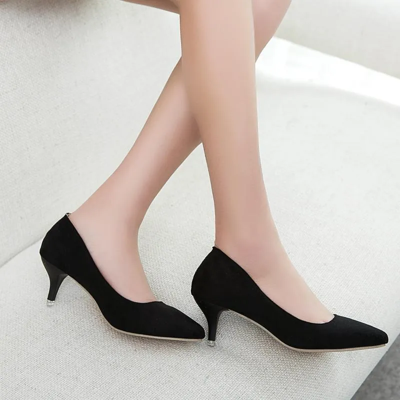 Plus Size 35-42 Spring Autumn Women Shoes Office lady Pumps Med Heels Boat Shoes Low heel Basic Pump Shallow dress Shoes CY2063