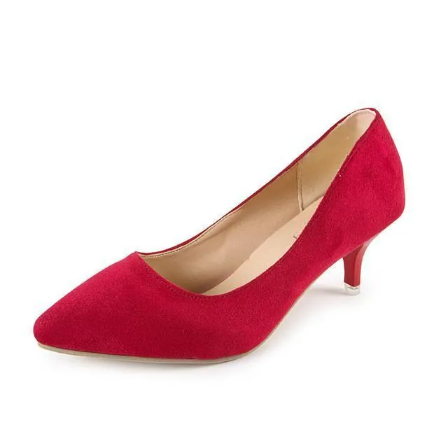 Plus Size 35-42 Spring Autumn Women Shoes Office lady Pumps Med Heels Boat Shoes Low heel Basic Pump Shallow dress Shoes CY2063