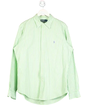 Polo Ralph Lauren Green Custom Fit Stripe Oxford Shirt UK L