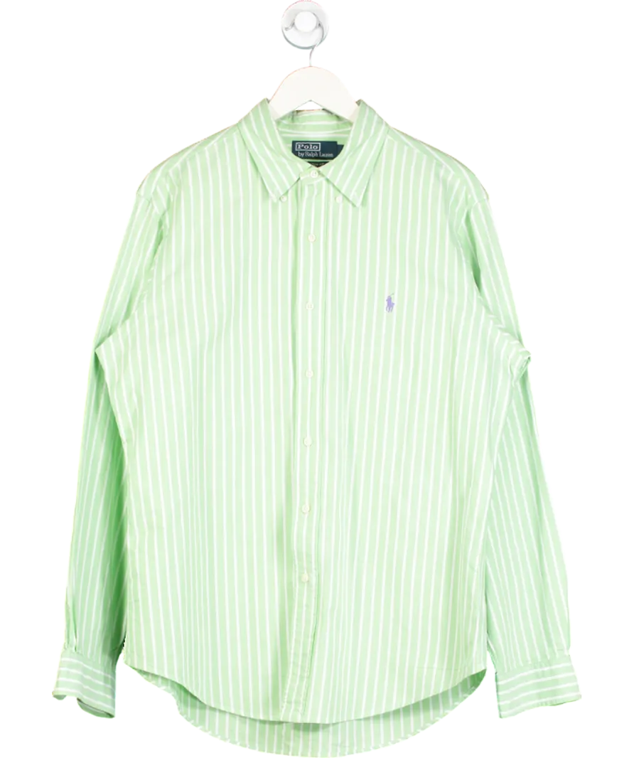 Polo Ralph Lauren Green Custom Fit Stripe Oxford Shirt UK L