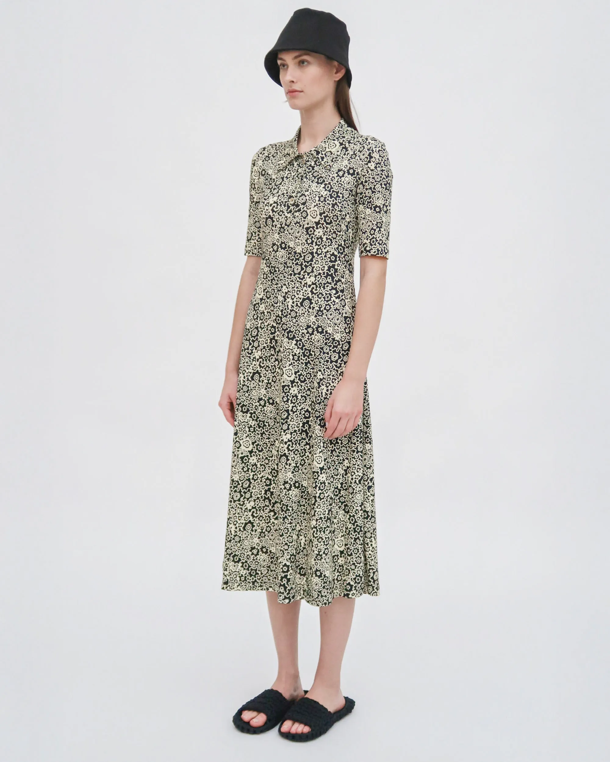 POLO T-SHIRT DRESS - FLORAL SQUIGGLE