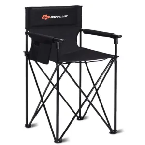 Portable 38 Inch Oversized High Camping Fishing Folding Chair - Color: Black