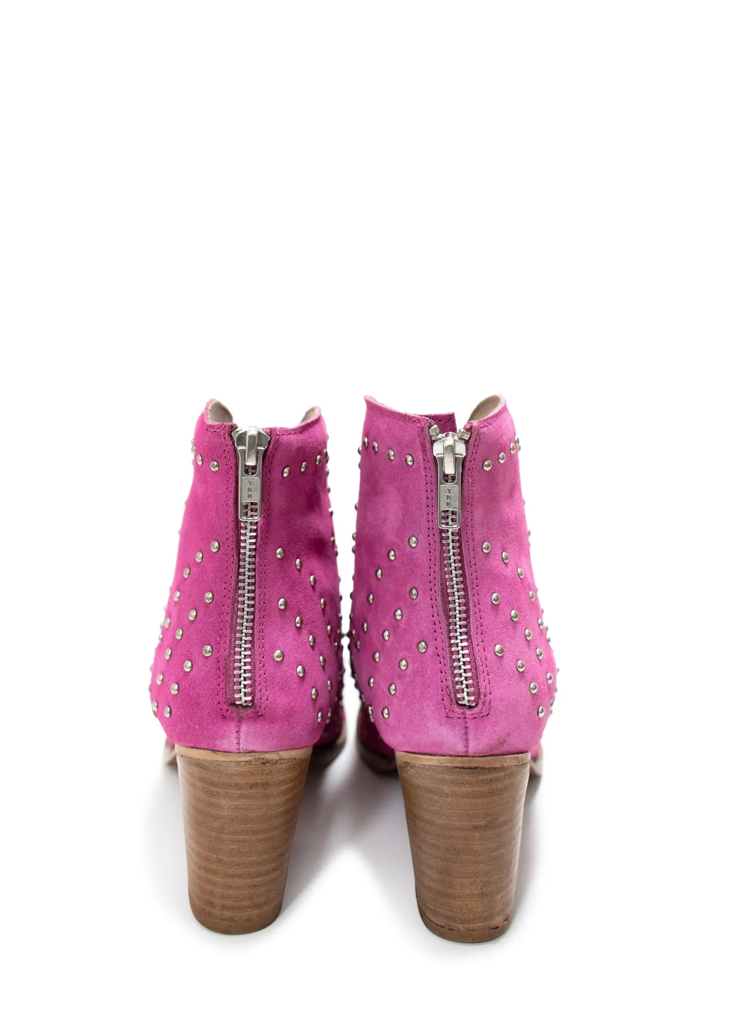 Pour Me Another Studded Heeled Ankle Boot in Magenta
