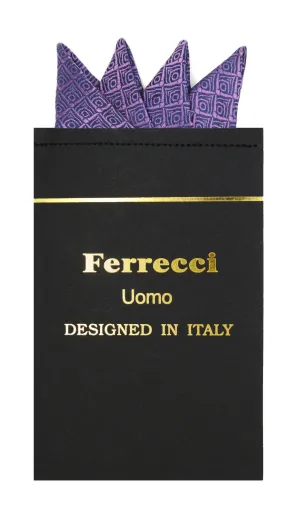 Pre-Folded Microfiber Lavender Geometric Handkerchief Pocket Square