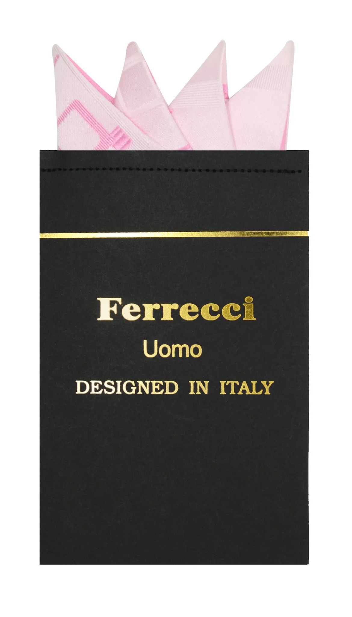 Pre-Folded Microfiber Light Pink Geometric Handkerchief Pocket Square