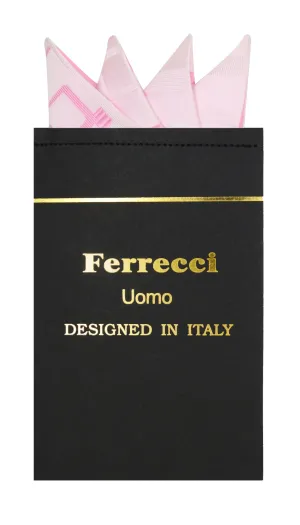 Pre-Folded Microfiber Light Pink Geometric Handkerchief Pocket Square