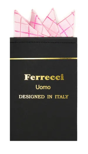 Pre-Folded Microfiber Pink Geometric Handkerchief Pocket Square