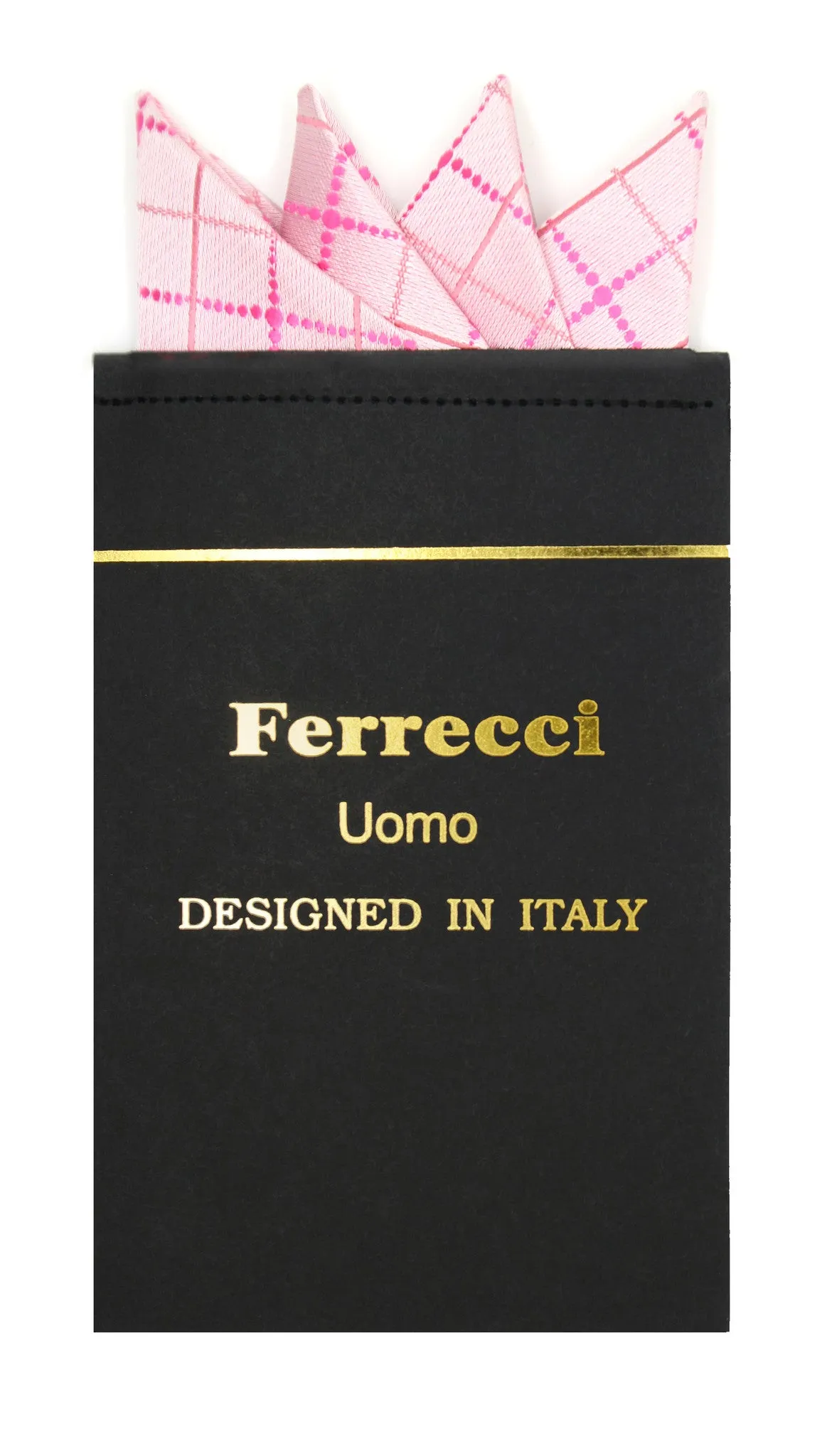 Pre-Folded Microfiber Pink Geometric Handkerchief Pocket Square