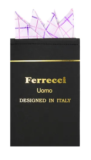 Pre-Folded Microfiber Purple Geometric Handkerchief Pocket Square