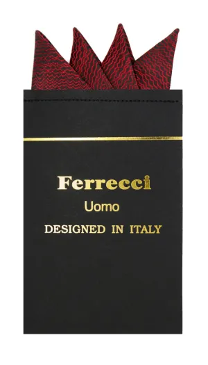 Pre-Folded Microfiber Red Black Stripe Handkerchief Pocket Square