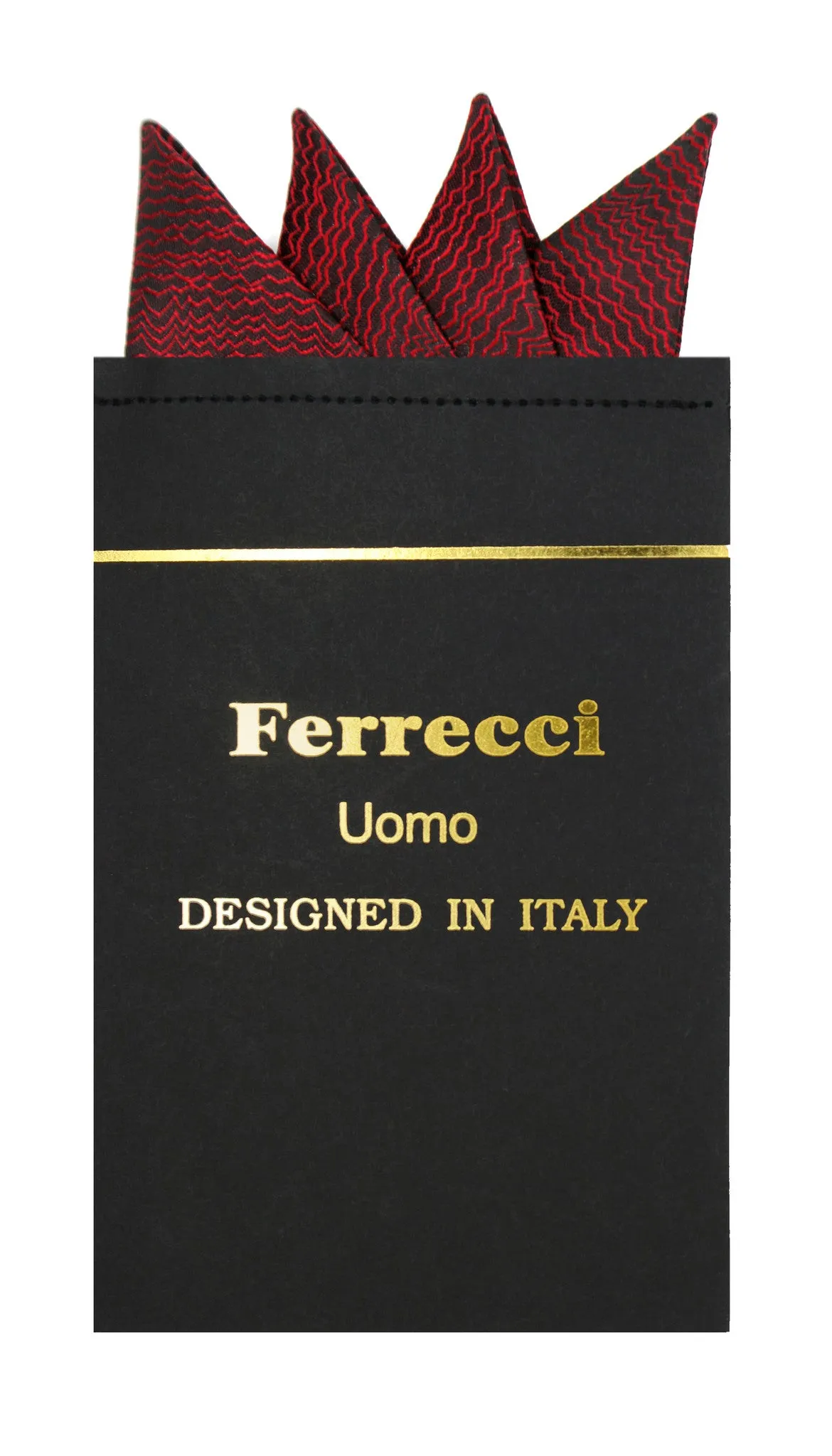 Pre-Folded Microfiber Red Black Stripe Handkerchief Pocket Square