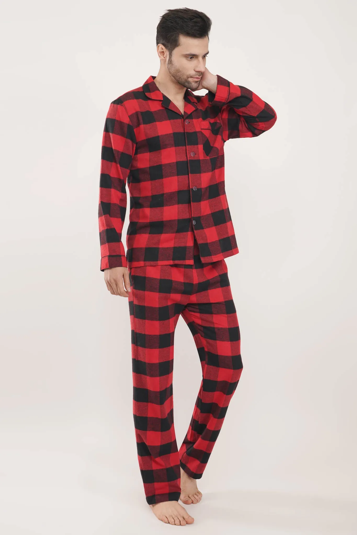 Prestige Red | Red & Black Oxford Checks Loungewear Set