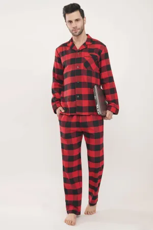 Prestige Red | Red & Black Oxford Checks Loungewear Set
