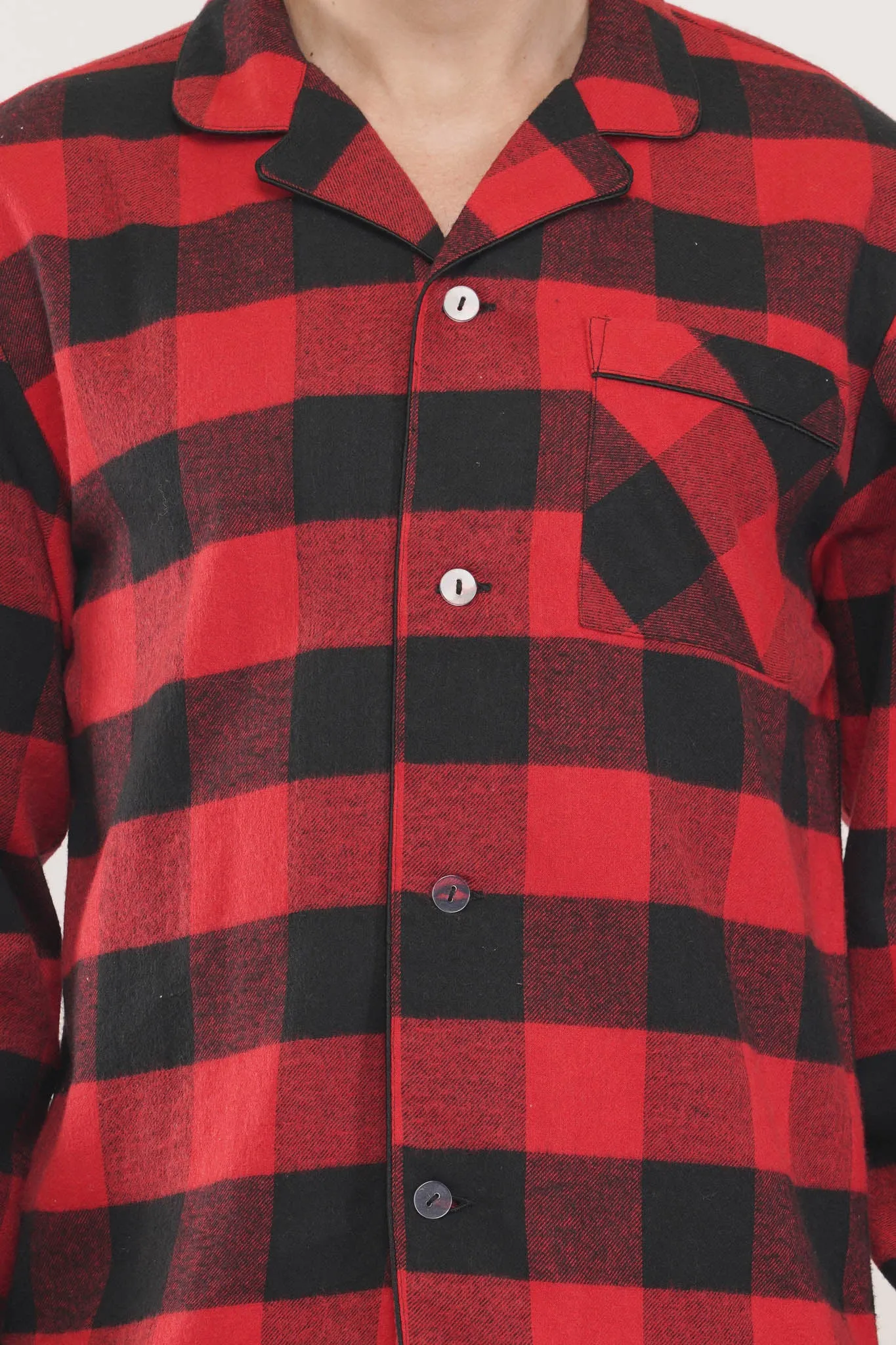 Prestige Red | Red & Black Oxford Checks Loungewear Set