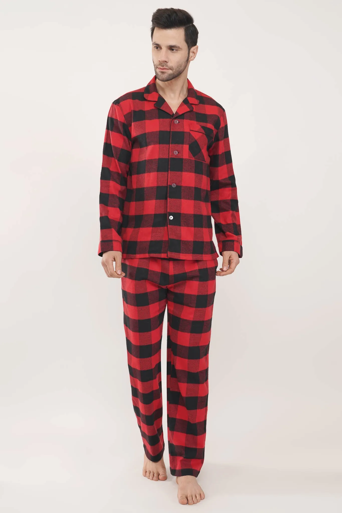 Prestige Red | Red & Black Oxford Checks Loungewear Set