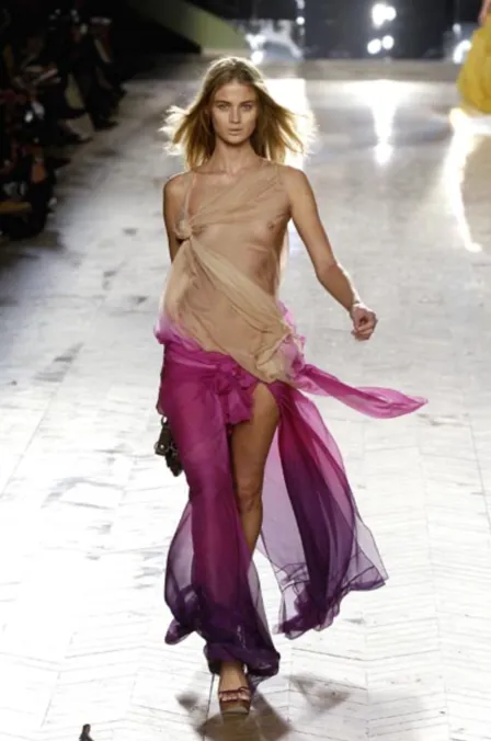 Prettiest Spring 2006 Christian Dior by John Galliano Pink Ombre Silk Chiffon Dress