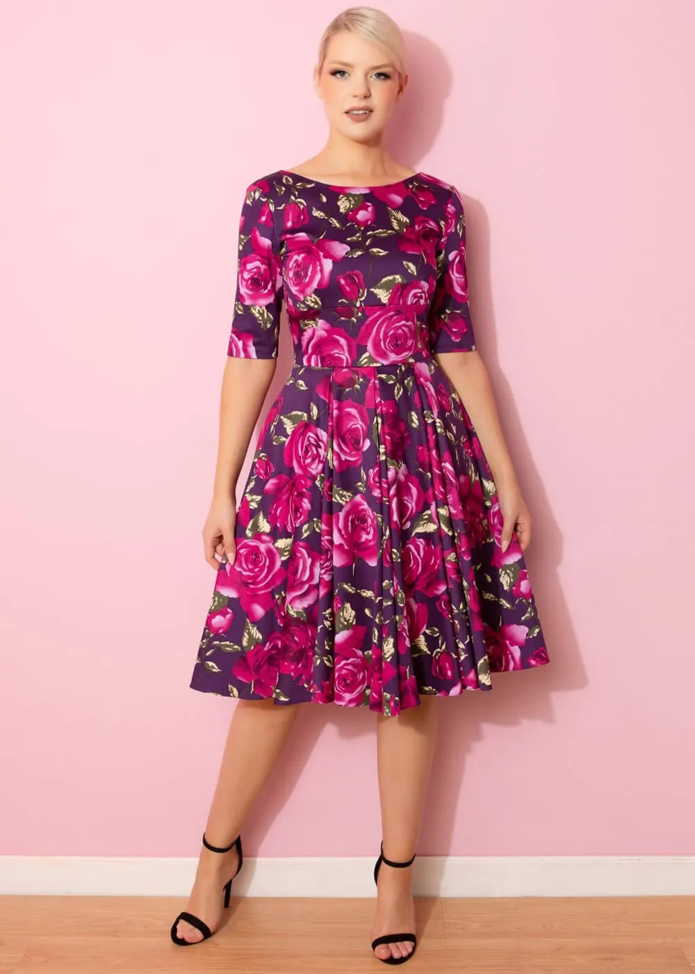 Pretty Dress Company Hepburn Sorrento 50's Swing Dress Berry