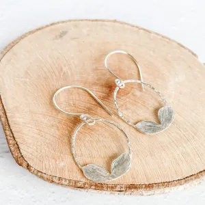 Pretty Petals~Sterling Silver Oval Hoop Earring Dangles