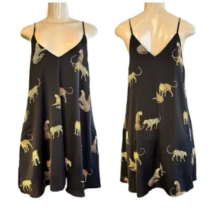 PROJECT JUDITH MARCH X SHANNON FORD TIGER QUEEN SATIN SLEEVELESS SLIP DRESS S
