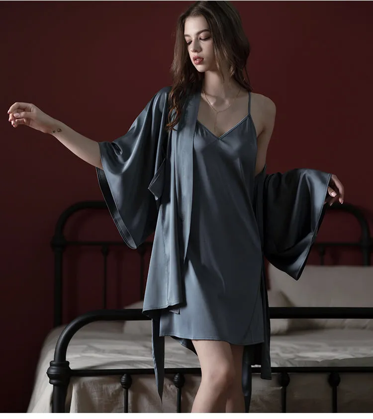 Pure Mulberry Silk Pink Robe for Spring & Summer, Bridesmaid Robe and Dress