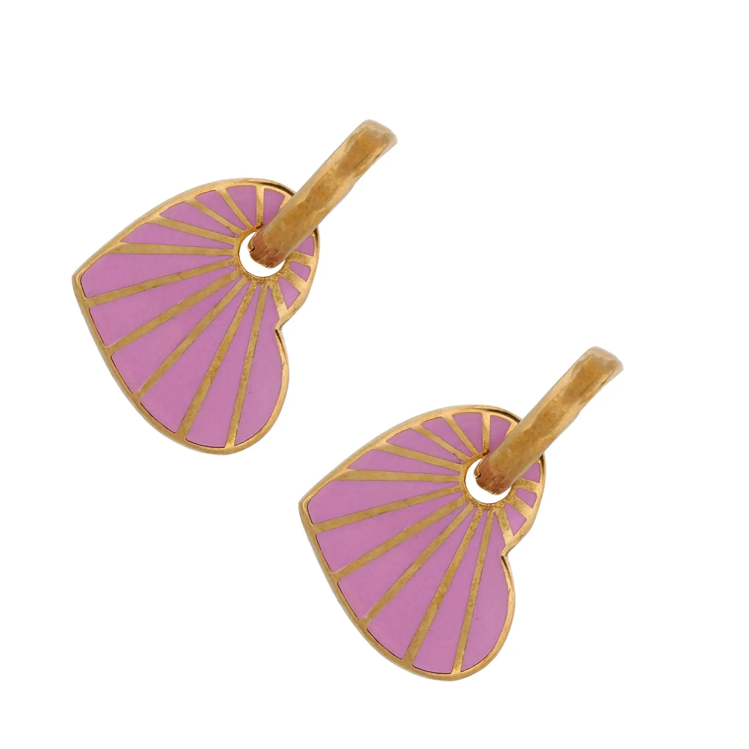 Purple Enamel Gold Heart Earrings