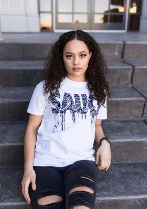 Purple Navy Paisley Bandana Sauce | White Tee