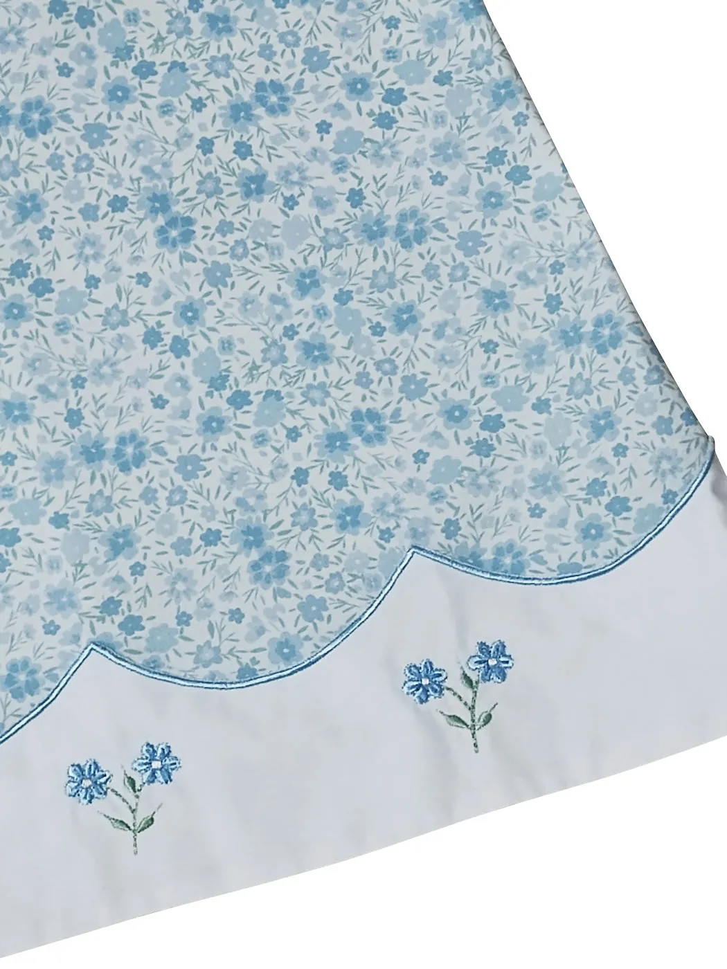 "Carly and Ronnie" Girl's Blue Floral A-Line Dress with Embroidery