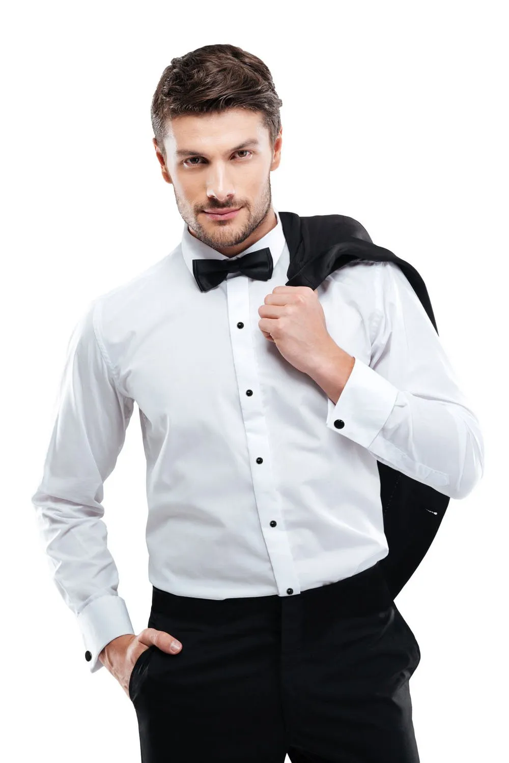 "Julian" White Laydown Tuxedo Shirt