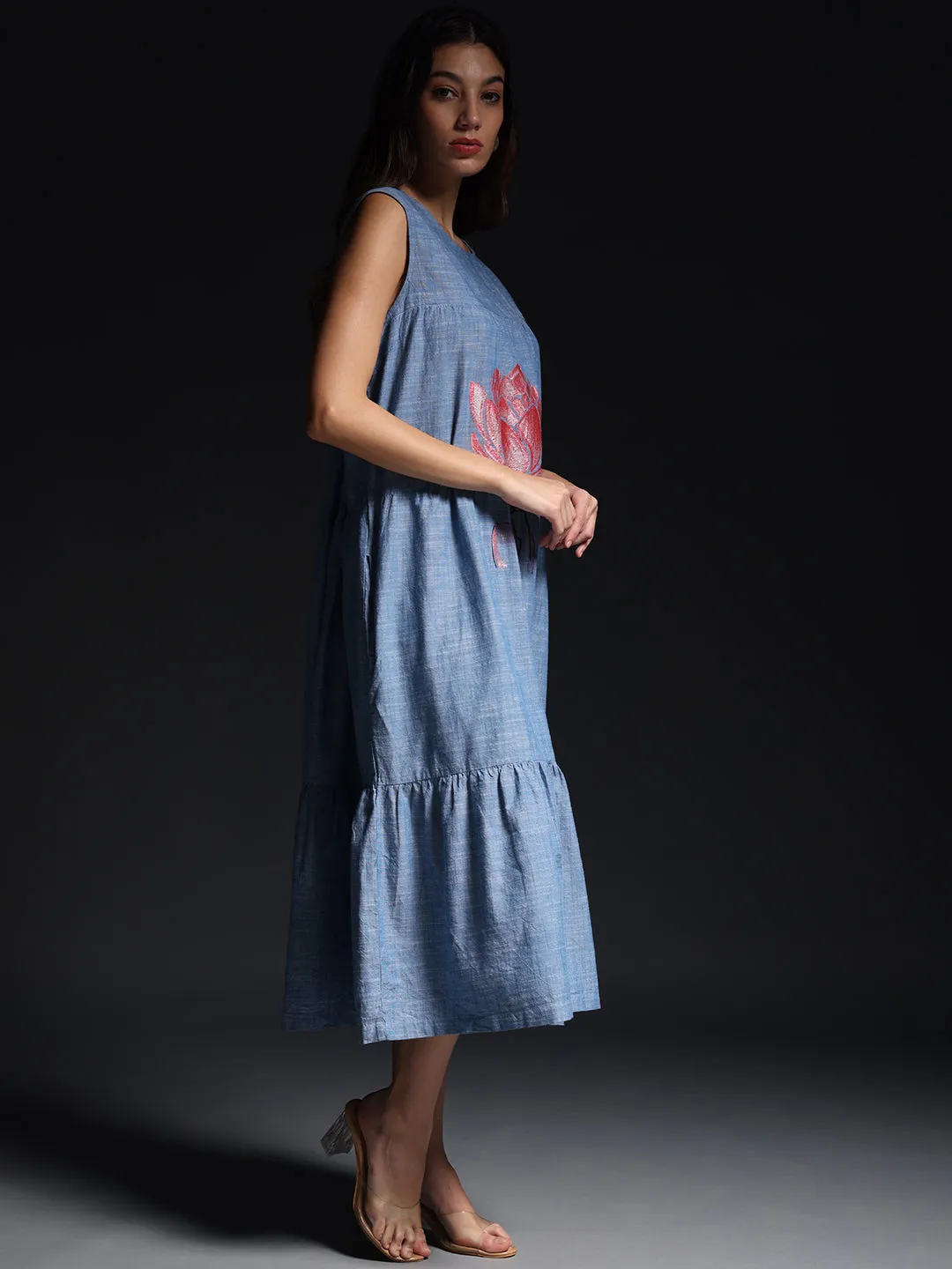 "Sunflower Dreams" Chambray Maxi Dress