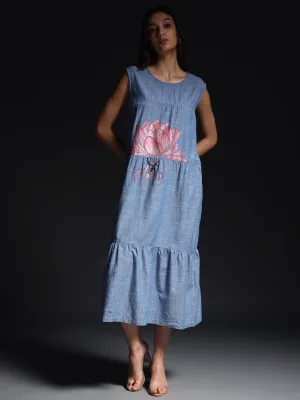 "Sunflower Dreams" Chambray Maxi Dress