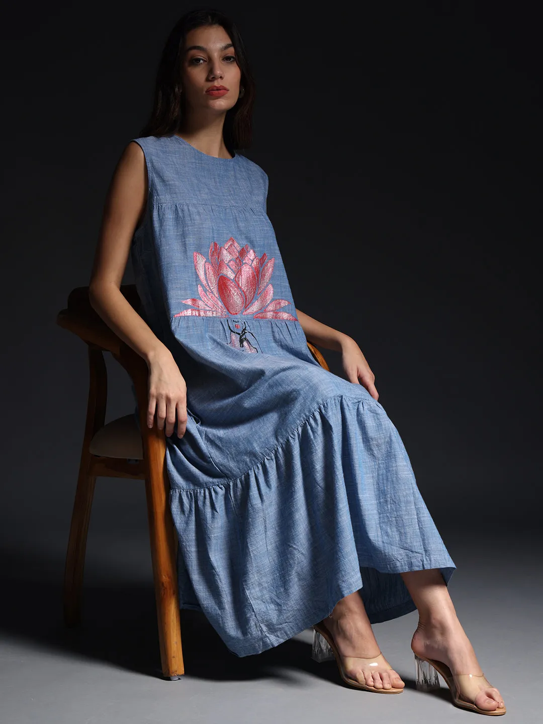 "Sunflower Dreams" Chambray Maxi Dress