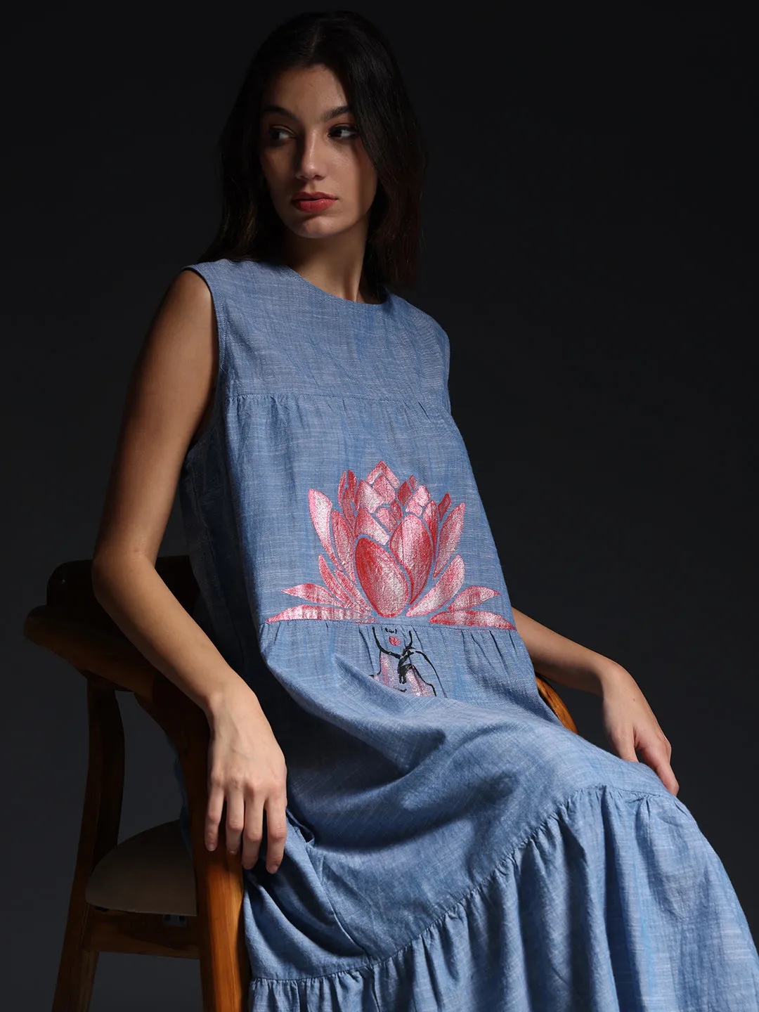 "Sunflower Dreams" Chambray Maxi Dress