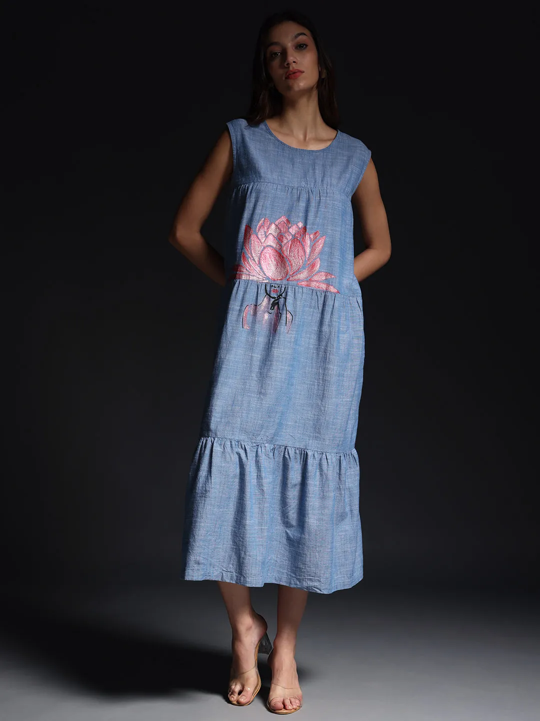 "Sunflower Dreams" Chambray Maxi Dress