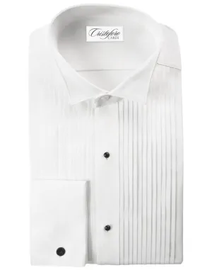 "Verona" White Pleated Wingtip Tuxedo Shirt