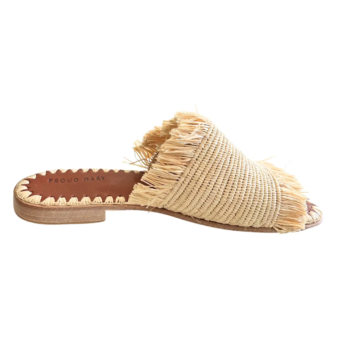 Raffia Fringe Slide (Natural)