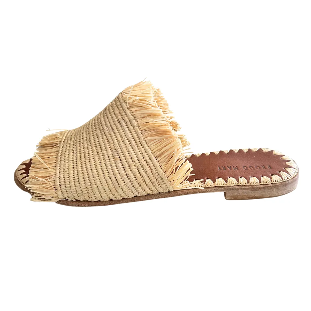 Raffia Fringe Slide (Natural)