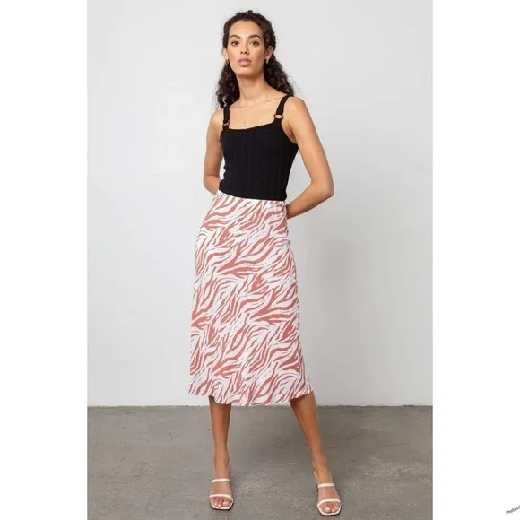 Rails Anya Zebra Print Midi Skirt - Rust zebra Orange-Brown - Size XLARGE
