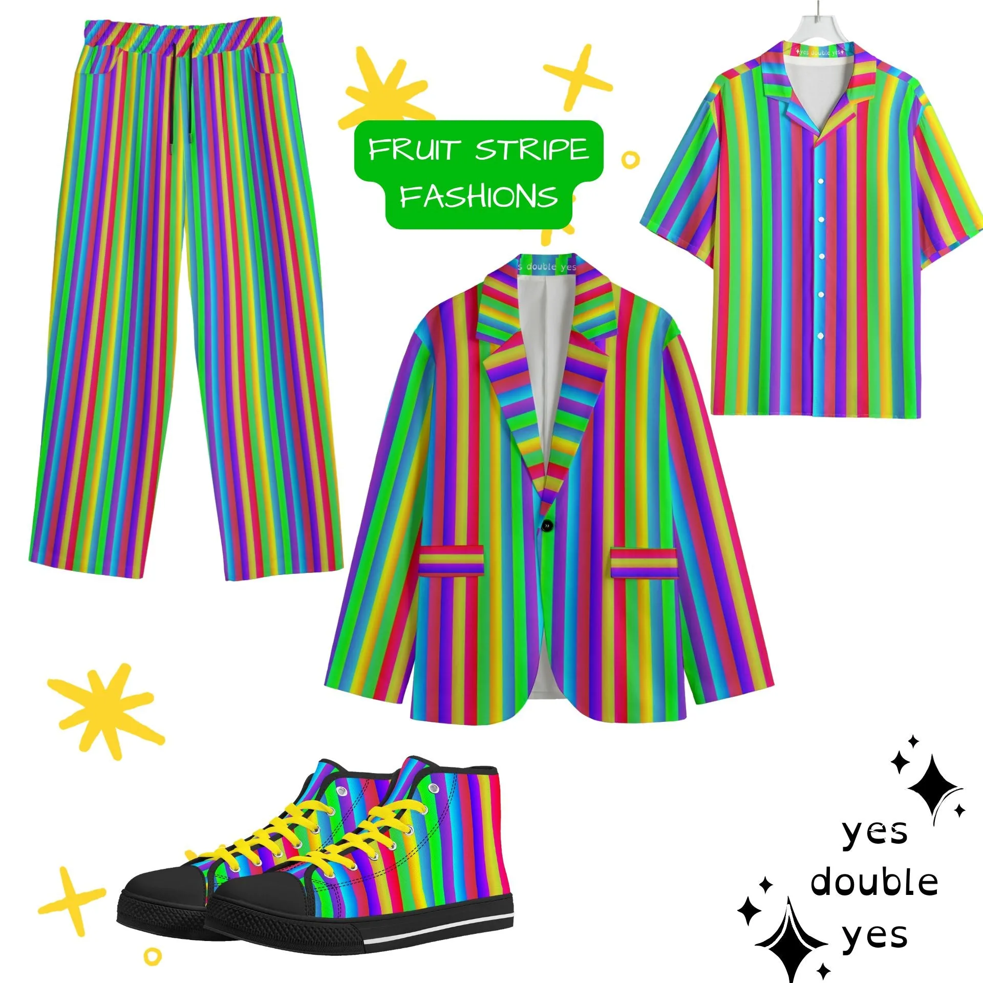 Rainbow Fruit Stripe Clown Pants