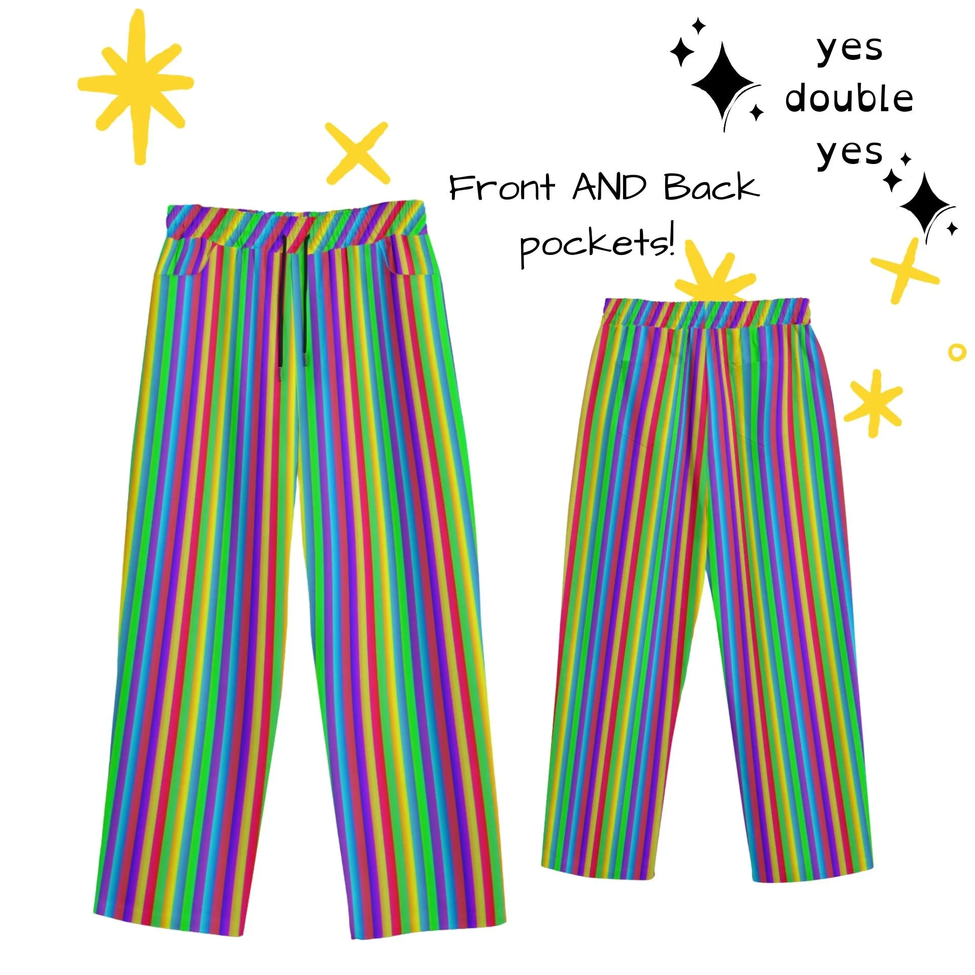 Rainbow Fruit Stripe Clown Pants