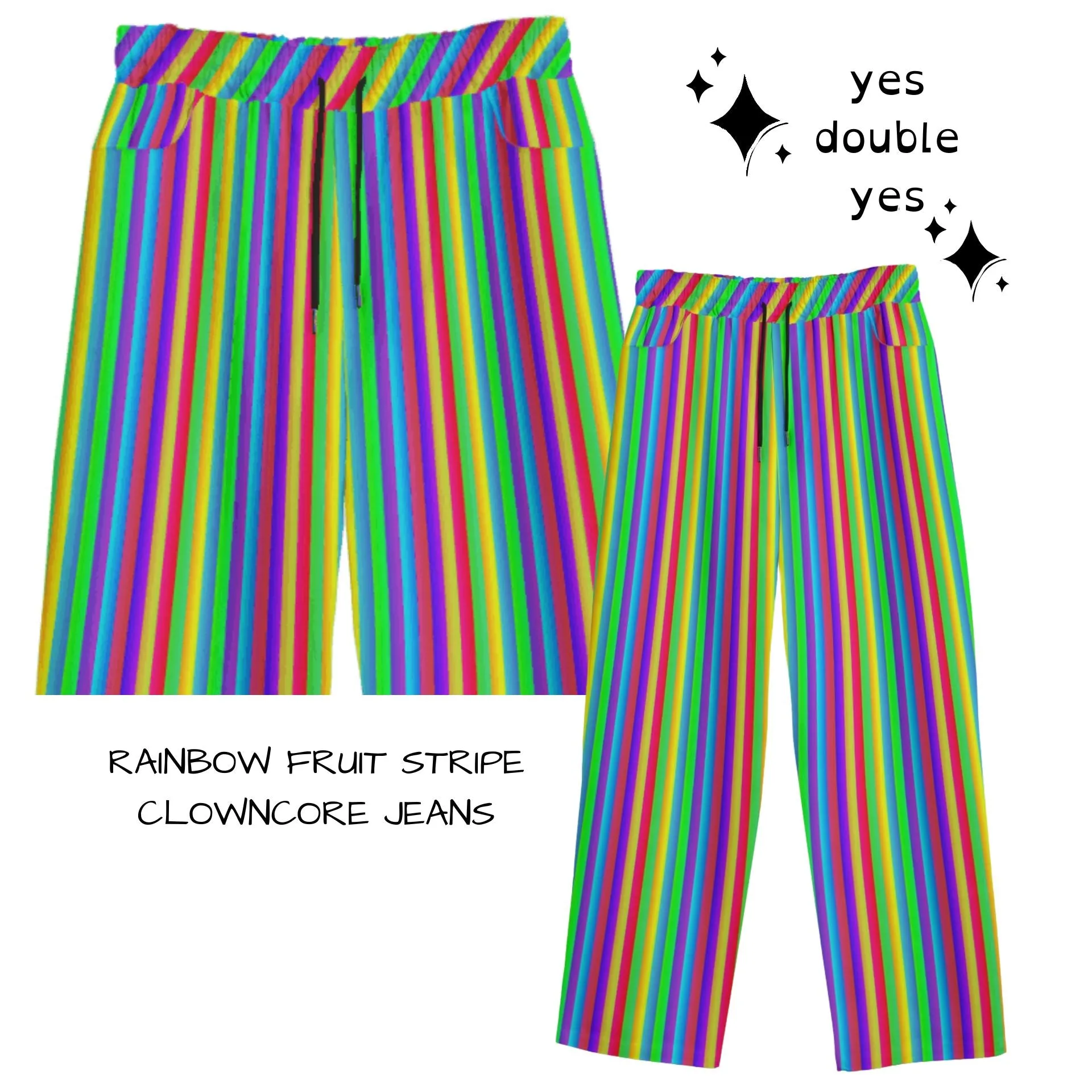 Rainbow Fruit Stripe Clown Pants